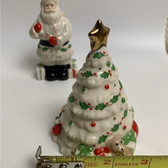 Vintage Lenox Christmas Tree Santa Claus Salt And Pepper Shakers Holiday Table - Picture 11 of 12